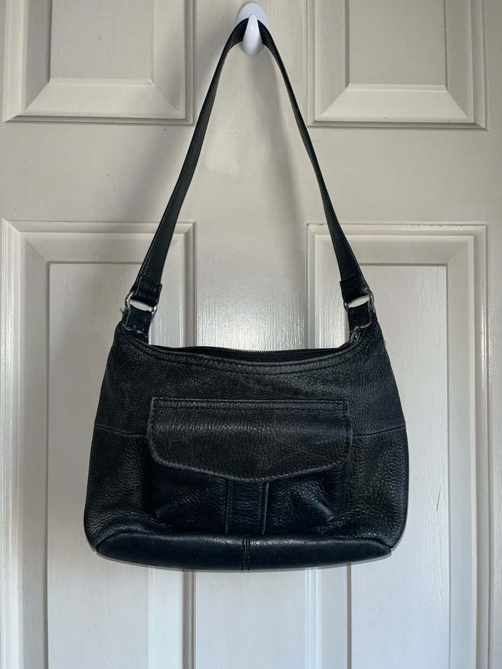 Fossil Black Pebbled Leather Shoulder Bag 75082
